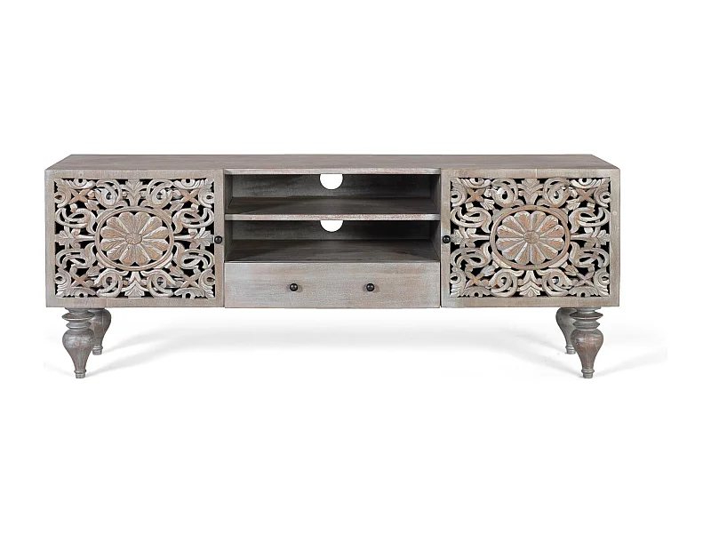 Meuble TV en bois de manguier massif 150 cm