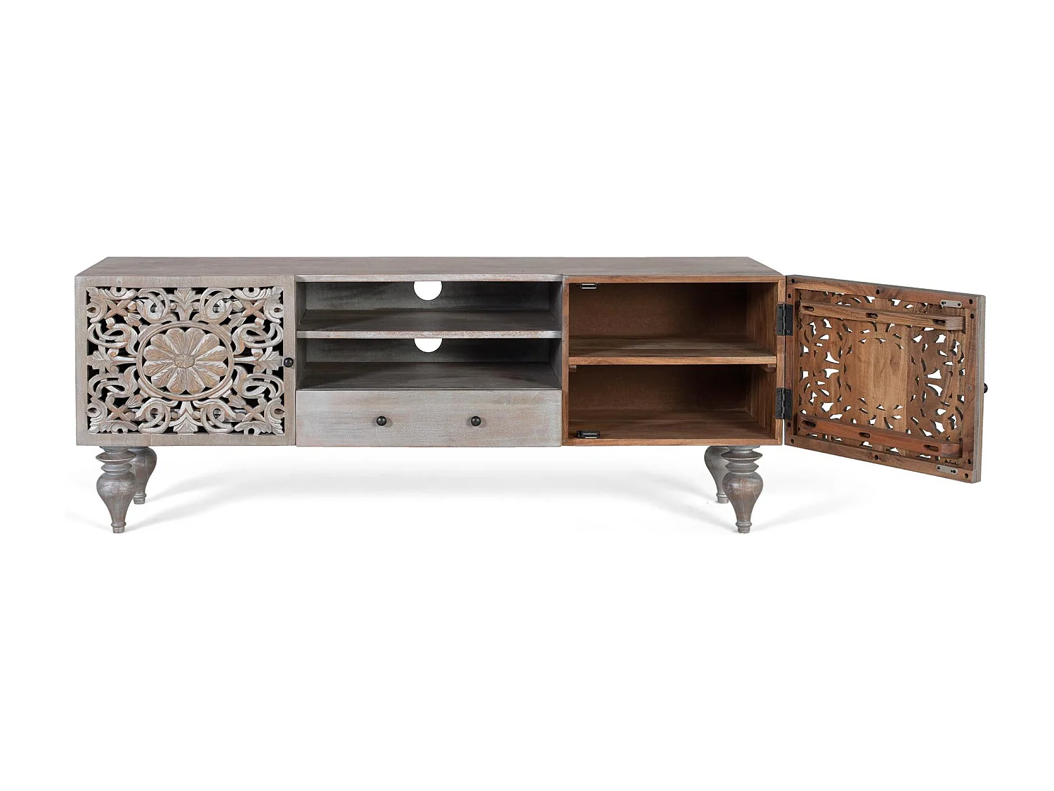 Meuble TV en bois de manguier massif 150 cm