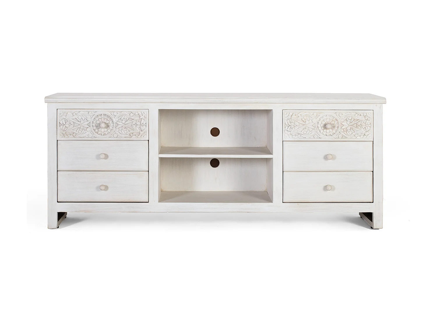 Meble RTV z 6 oknami i 2 przestrzeniami z naturalnego drewna