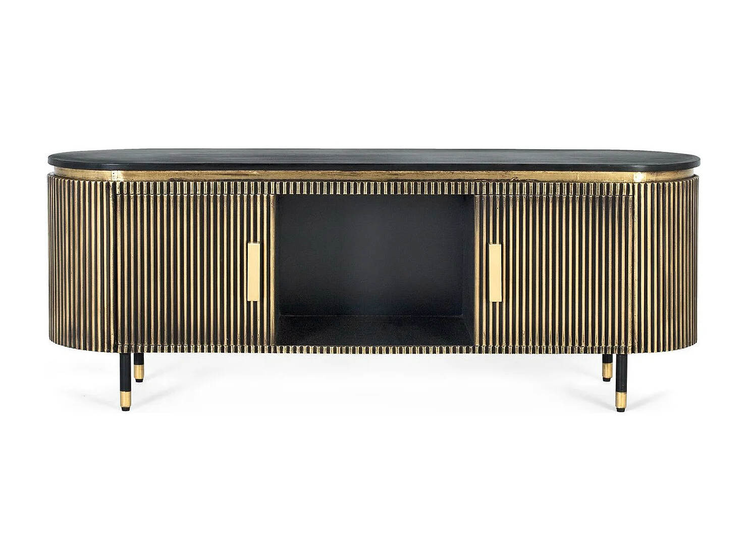 Bronzen TV-meubel in mangohout en brons 150cm