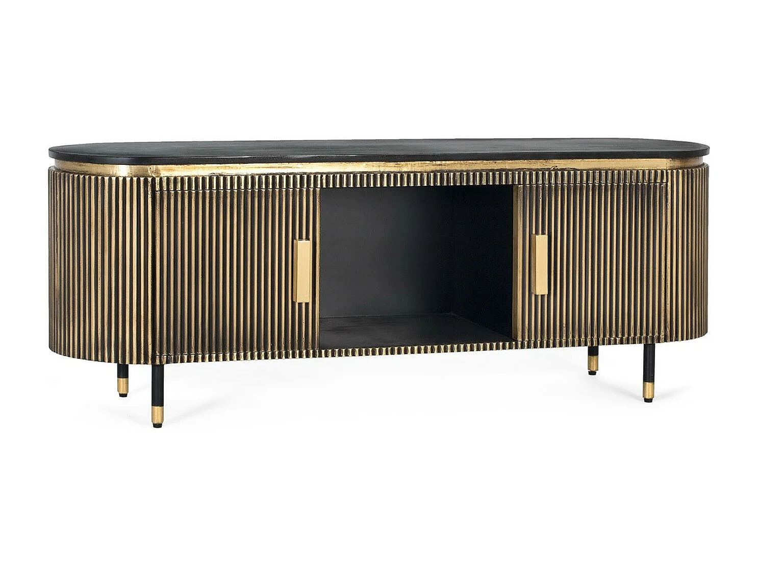 Bronzen TV-meubel in mangohout en brons 150cm