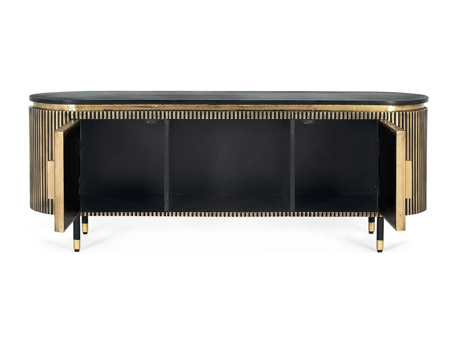 Bronzen TV-meubel in mangohout en brons 150cm