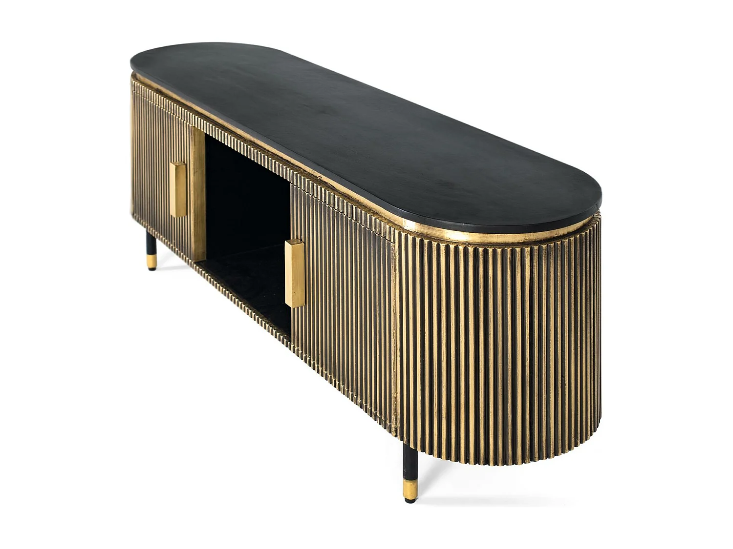 Bronzen TV-meubel in mangohout en brons 150cm