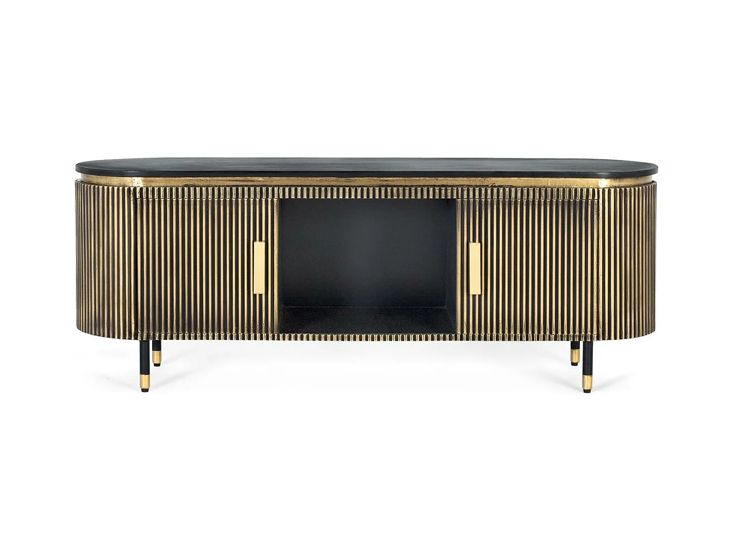 Bronzen TV-meubel in mangohout en brons 150cm