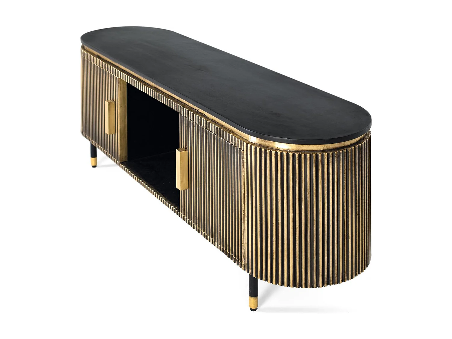 Meuble TV en manguier et bronze 150cm