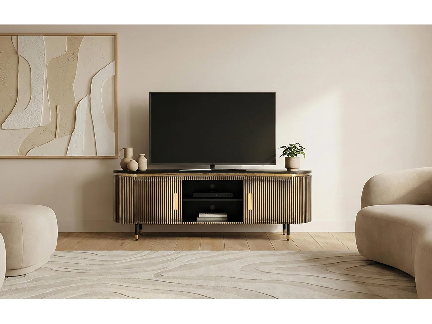 TV-meubel in manguier en brons 150cm