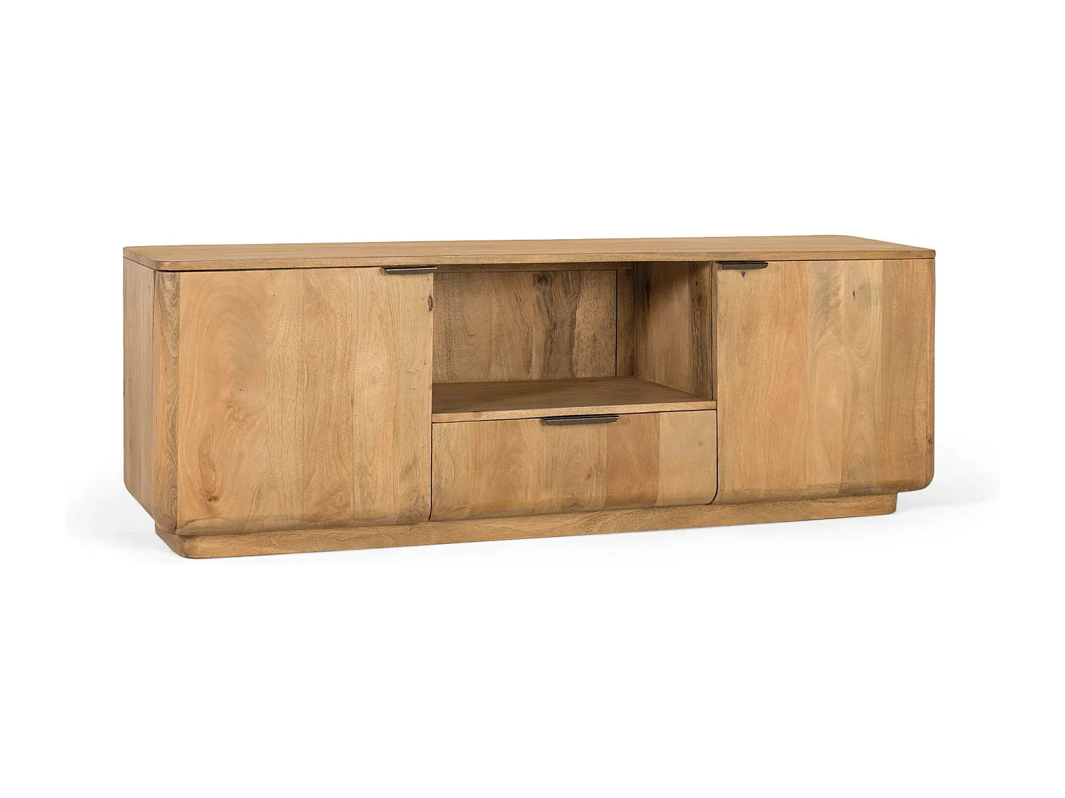 TV-meubel gemaakt van mangohout met afgeronde hoeken