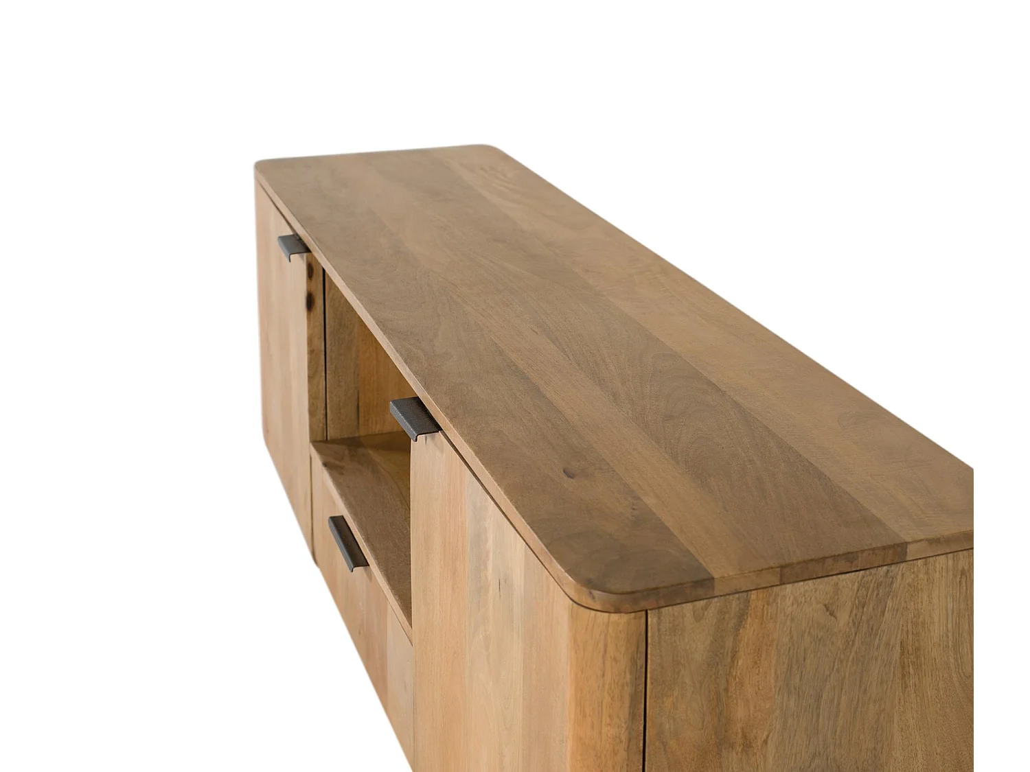 Meuble TV en bois de manguier avec coins arrondis