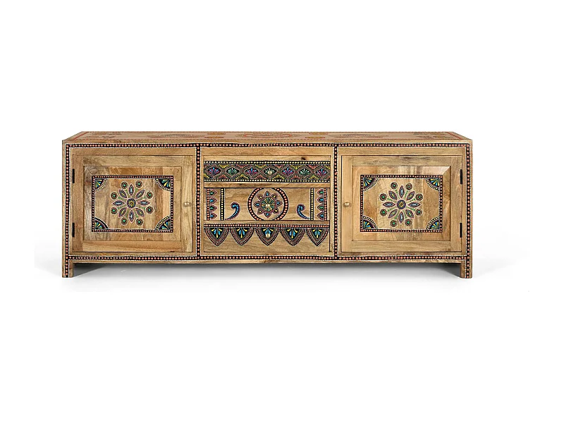 Meuble TV fabriqué à la main en bois de manguier 150cm