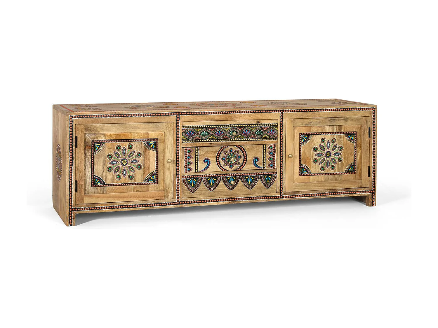 Meuble TV fabriqué à la main en bois de manguier 150cm