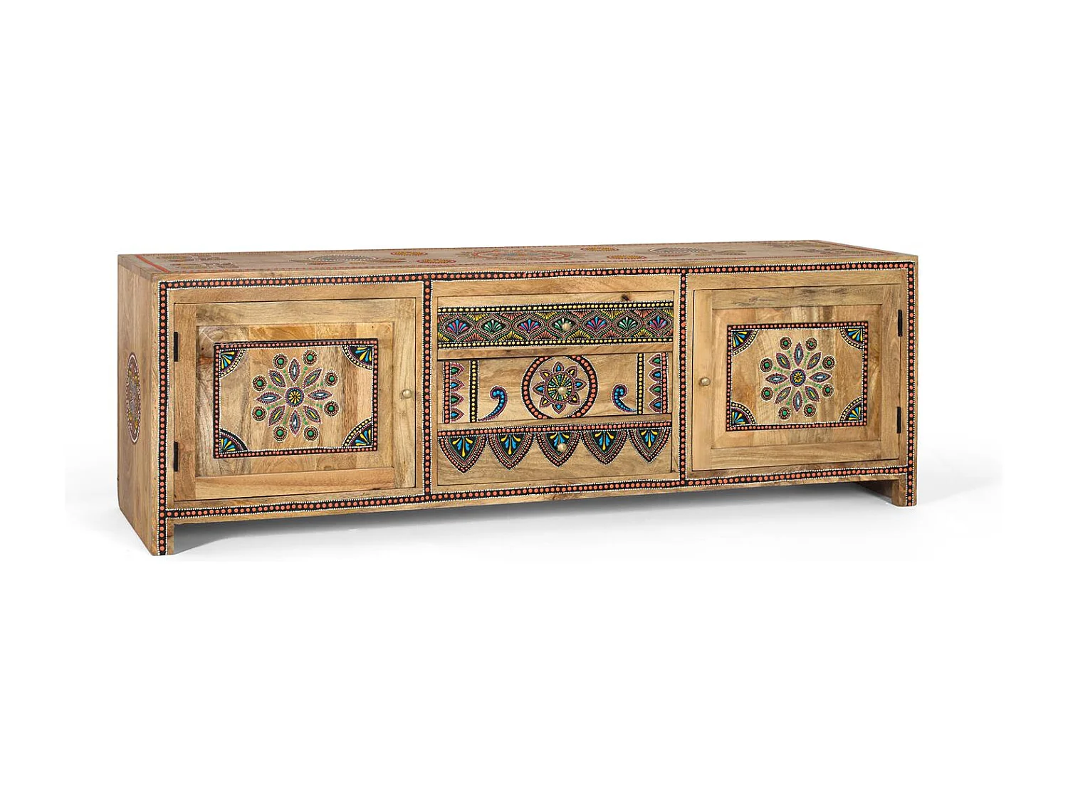 Meuble TV fabriqué à la main en bois de manguier 150cm