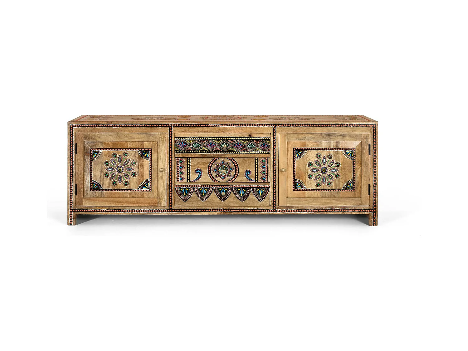 Meuble TV fabriqué à la main en bois de manguier 150cm