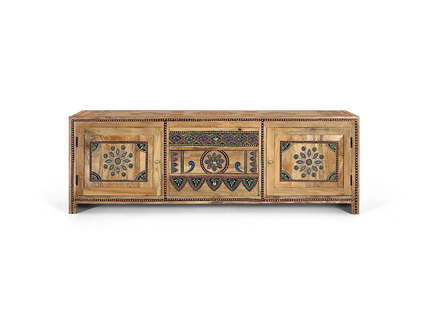 Mobile porta TV in legno di mango, stile etnico boho, 150 cm - 50x150x40