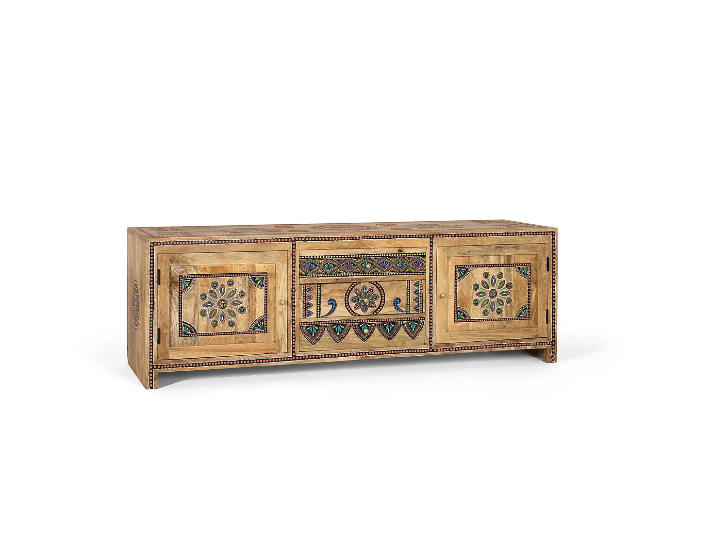 Mobile porta TV in legno di mango, stile etnico boho, 150 cm - 50x150x40