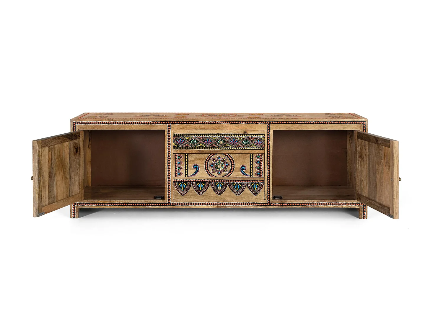 Mobile porta TV in legno di mango, stile etnico boho, 150 cm - 50x150x40