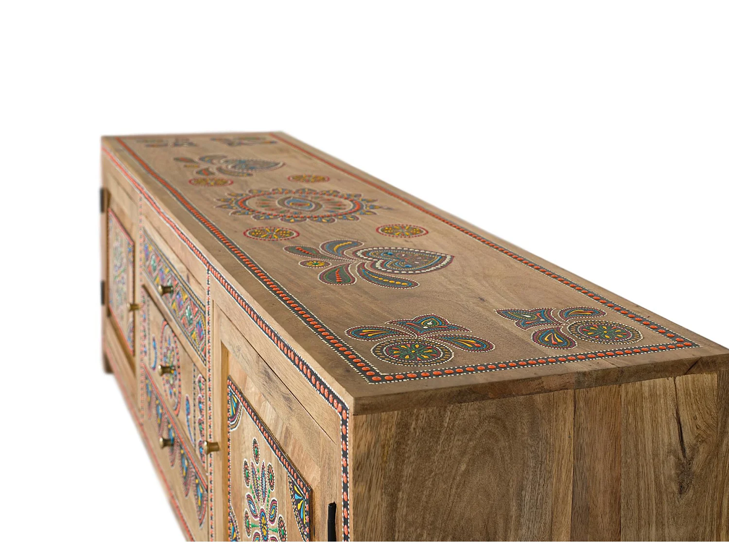Mobile porta TV in legno di mango, stile etnico boho, 150 cm - 50x150x40