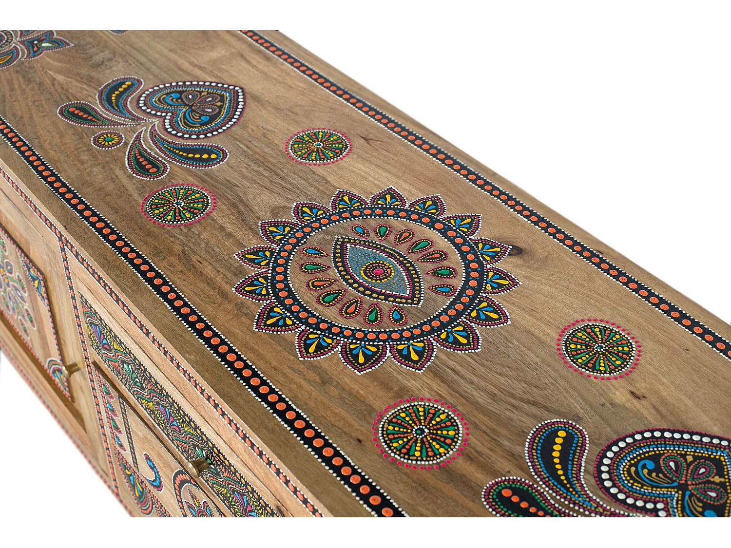 Mobile porta TV in legno di mango, stile etnico boho, 150 cm - 50x150x40