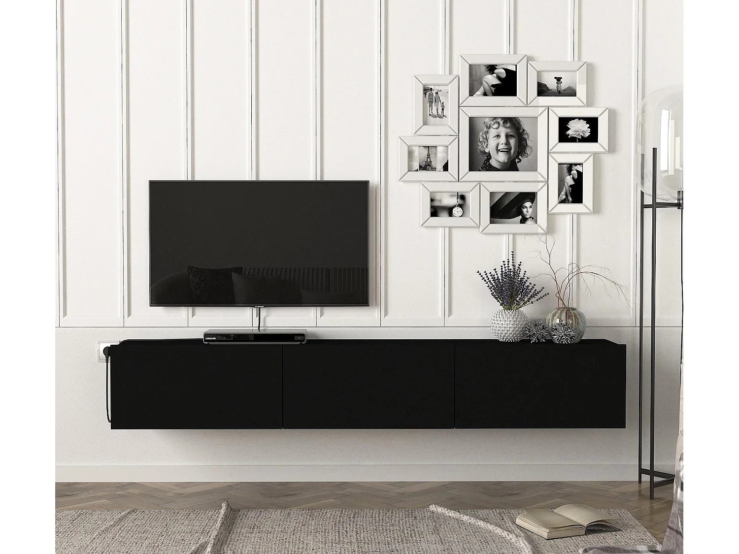 TV Lowboard Hängend Damla Schwarz