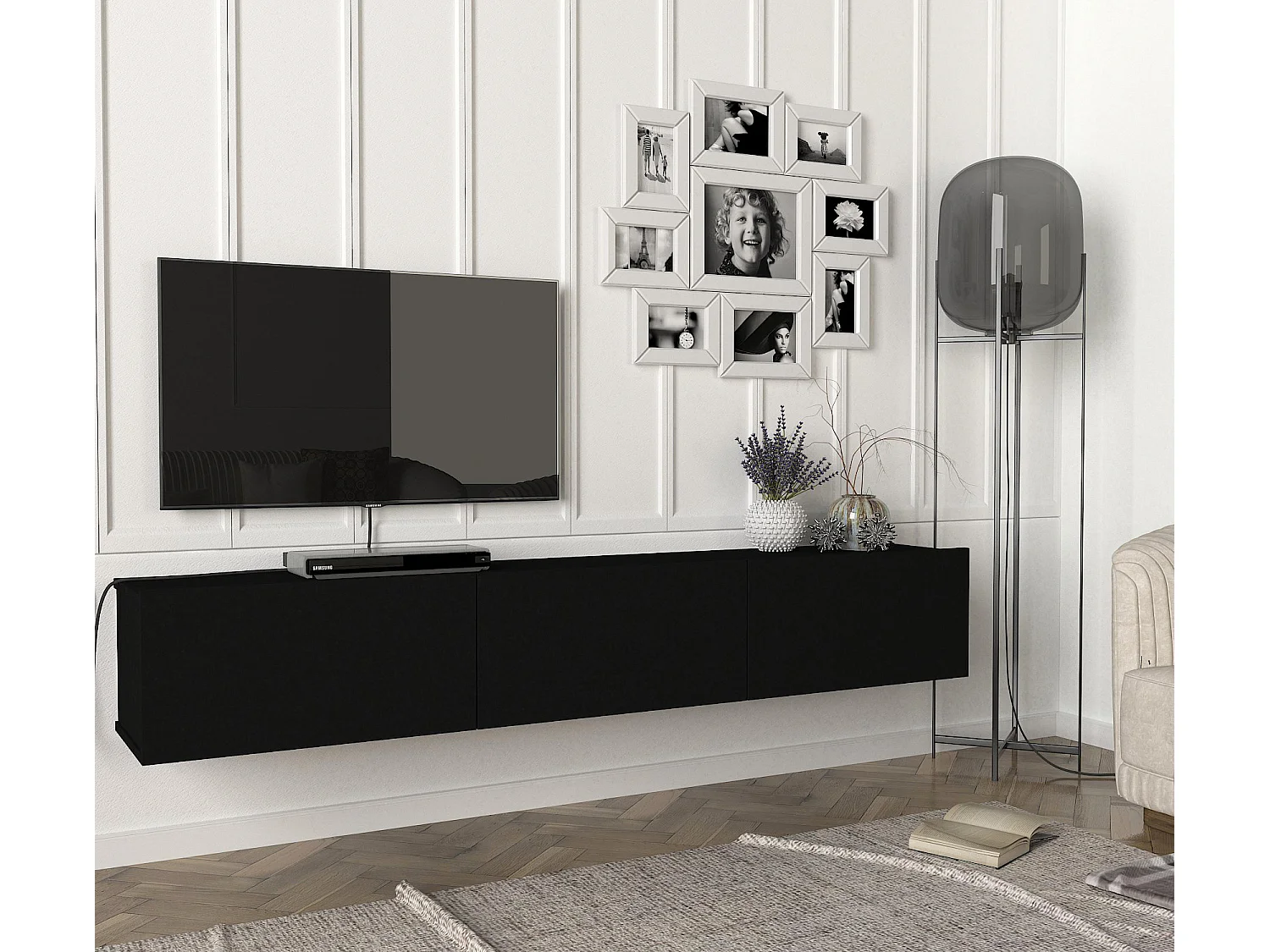 TV Lowboard Hängend Damla Schwarz