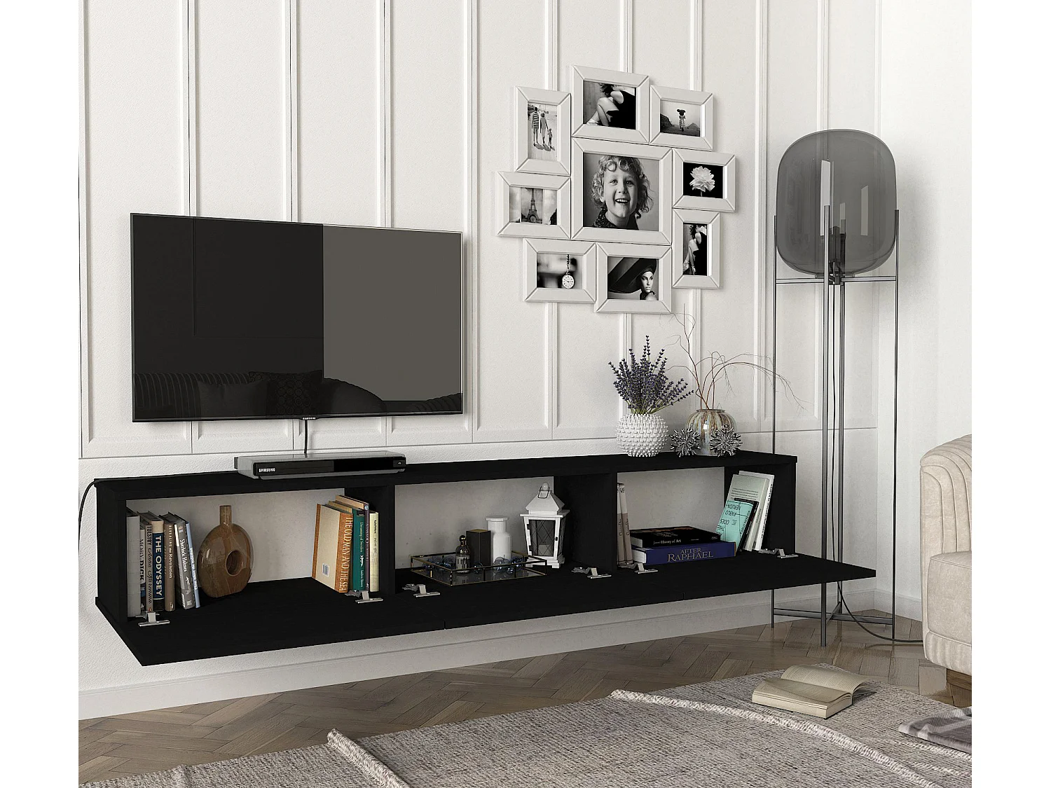 TV Lowboard Hängend Damla Schwarz