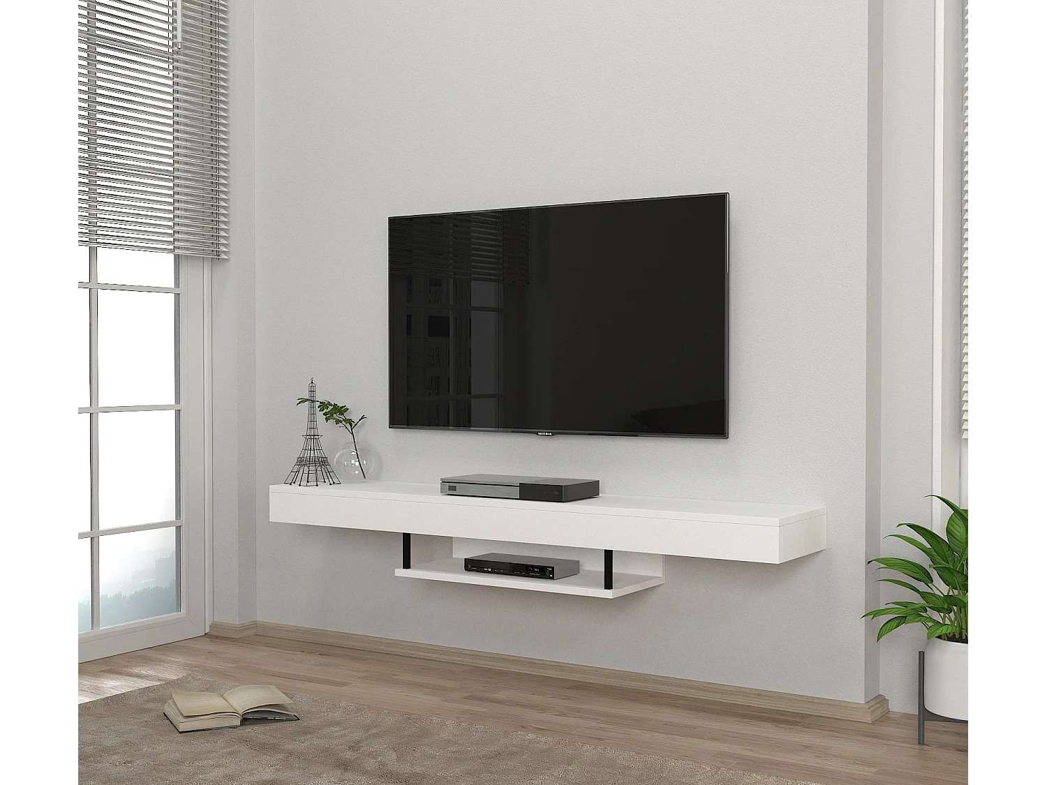 TV Lowboard Hängend Alberes Weiß