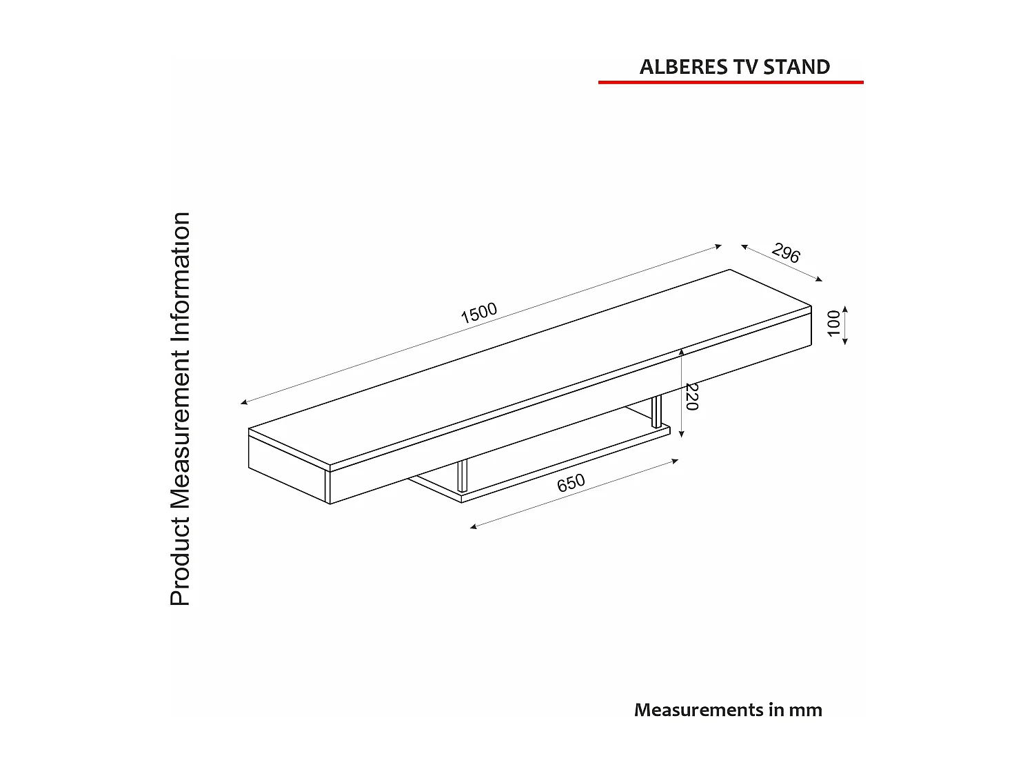 TV Lowboard Hängend Alberes Weiß