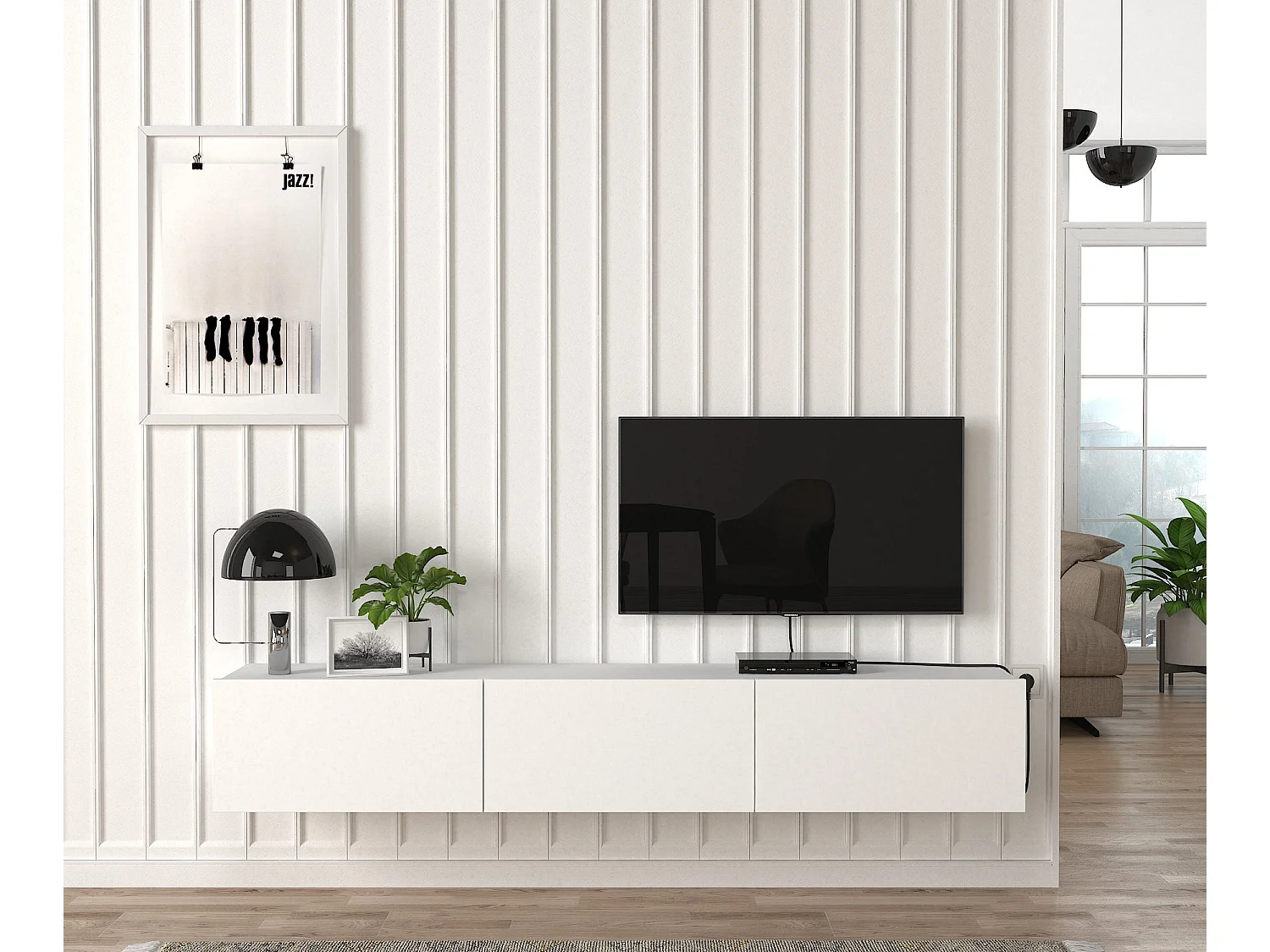 TV Lowboard Hängend Damla Weiß