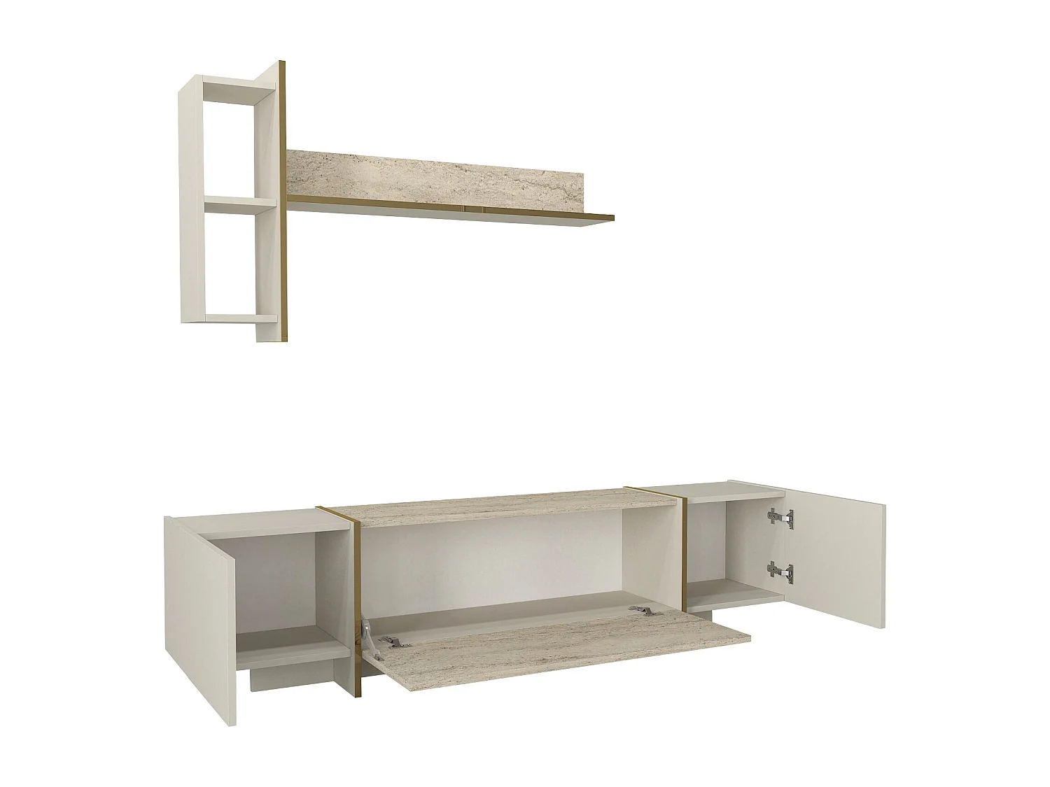 Wohnwand Veyron Beige Granit Optik