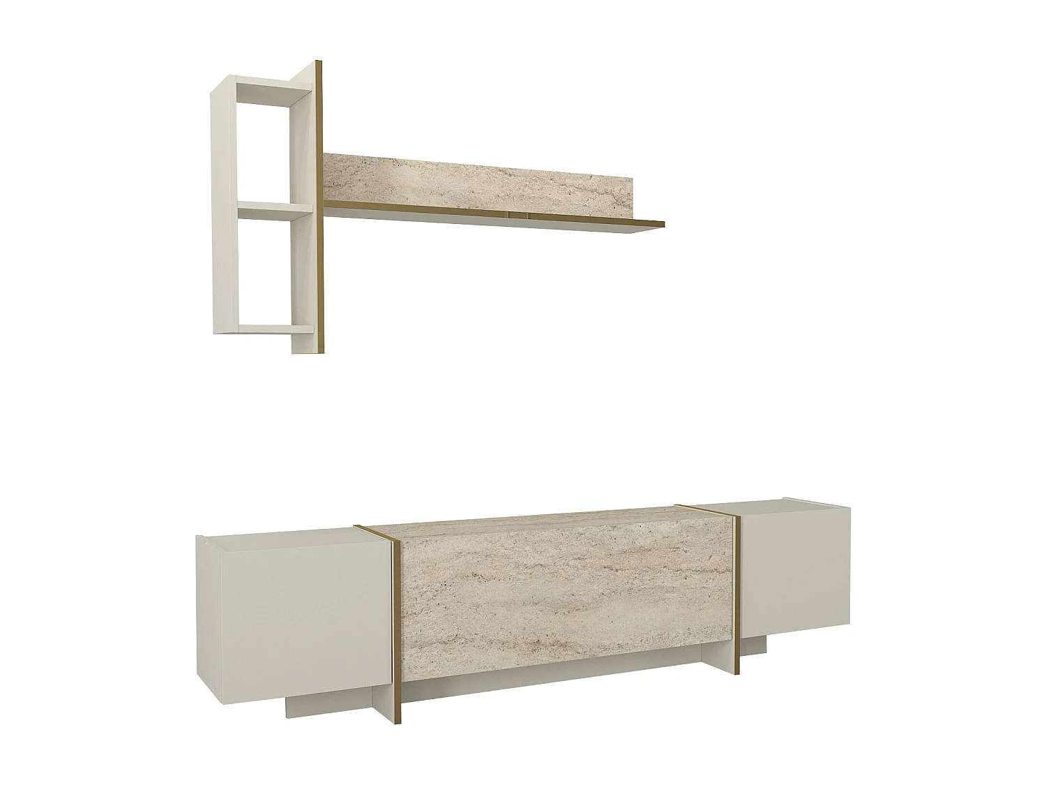 Wohnwand Veyron Beige Granit Optik