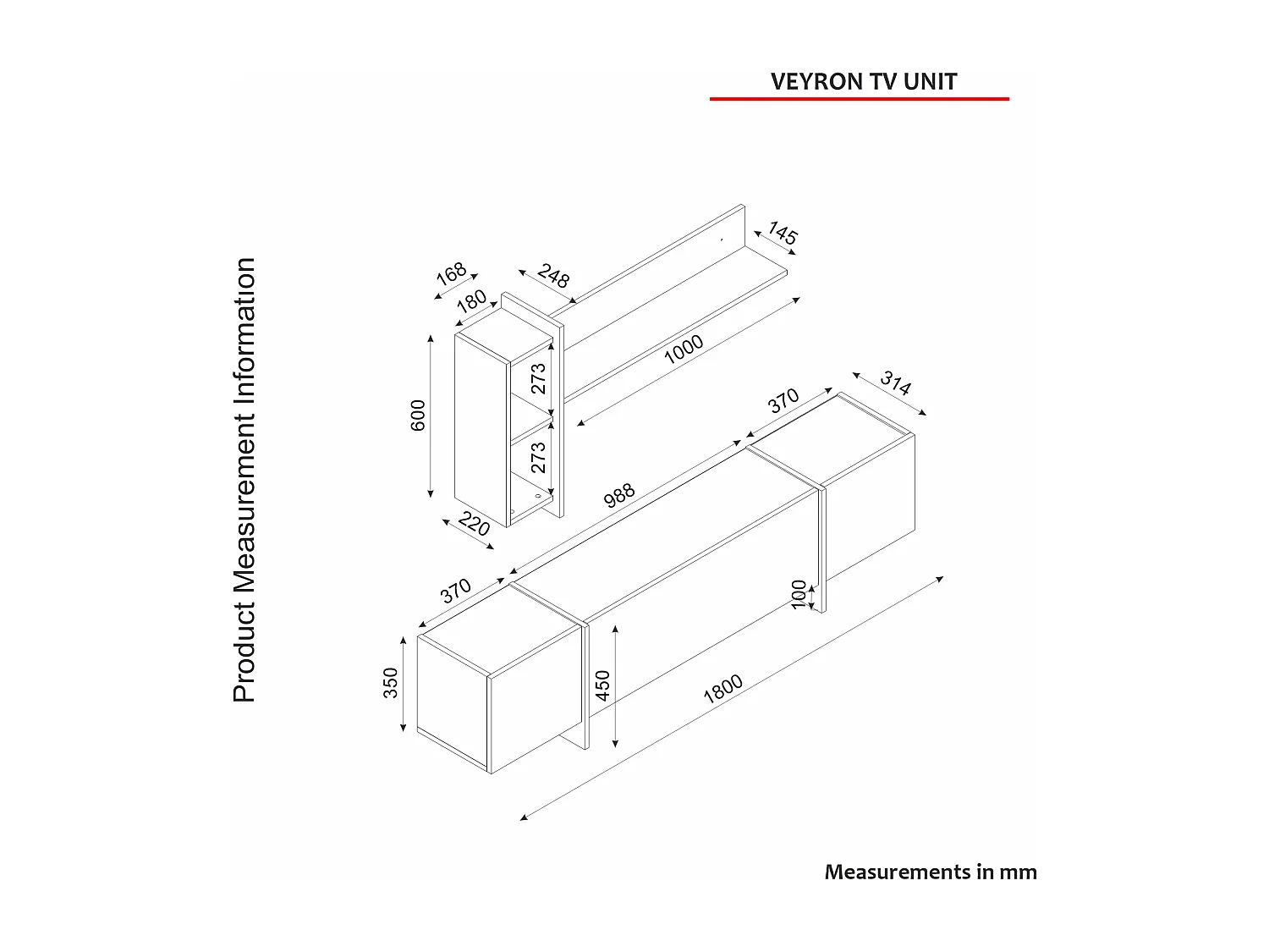 Wohnwand Veyron Beige Granit Optik