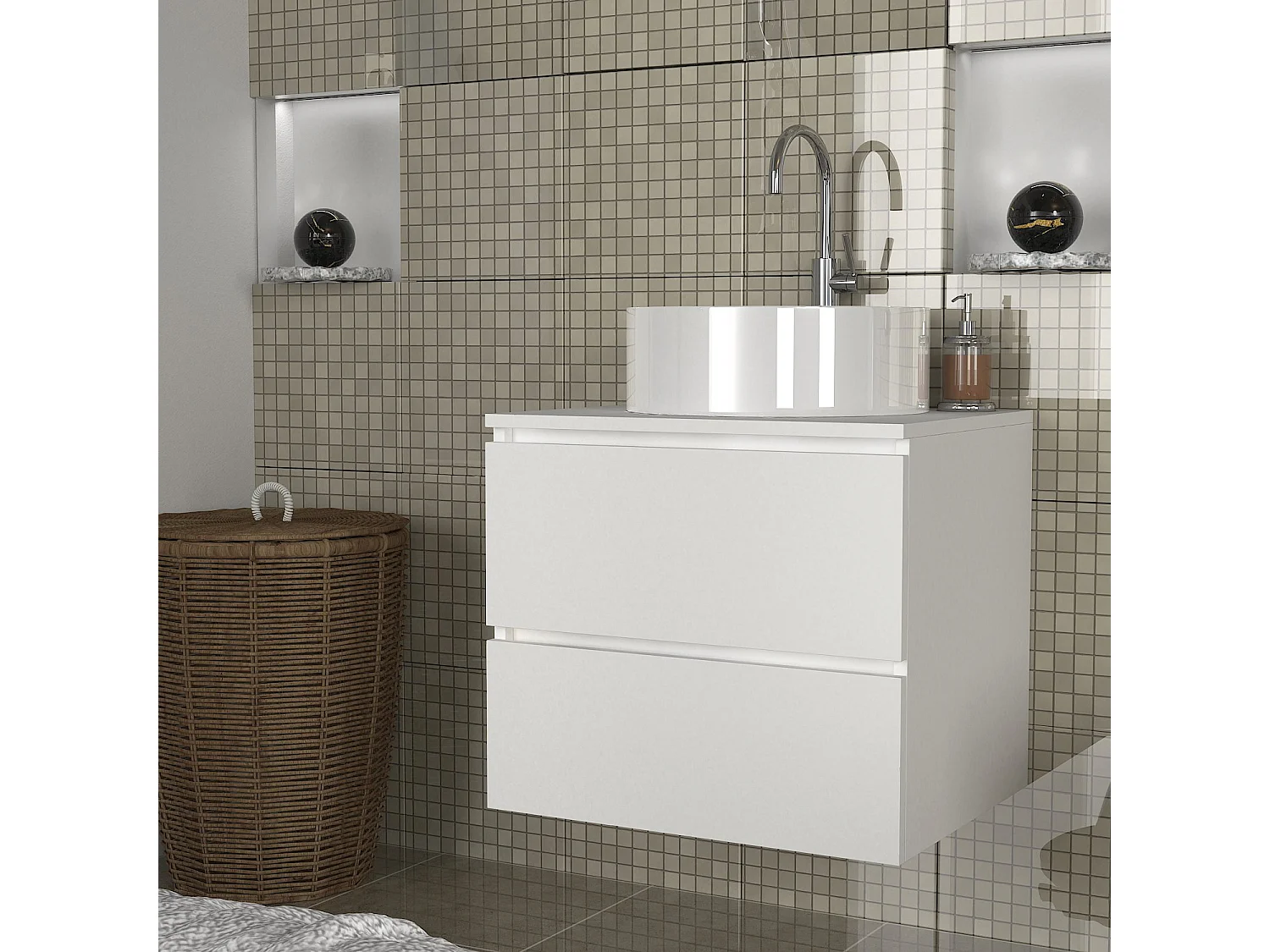 Waschbeckenunterschrank Hängend Carmita Weiß