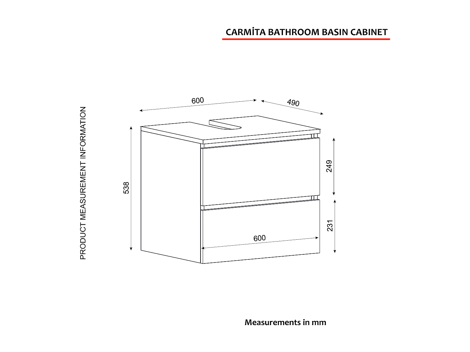 Waschbeckenunterschrank Hängend Carmita Weiß