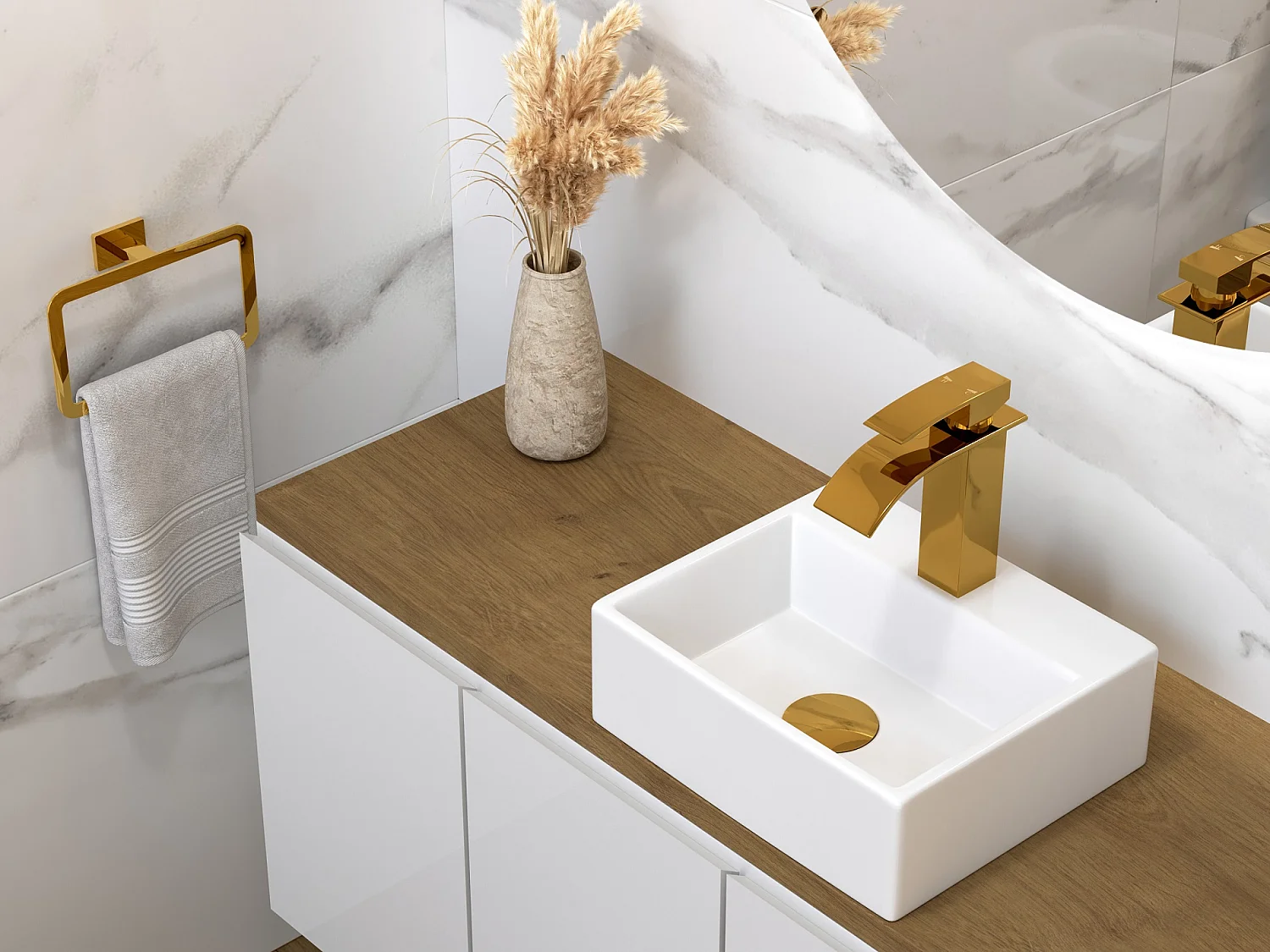 MITIGEUR DE LAVABO CASCADE ROBINETTERIE BASSE POUR SALLE DE BAIN OR ELVA