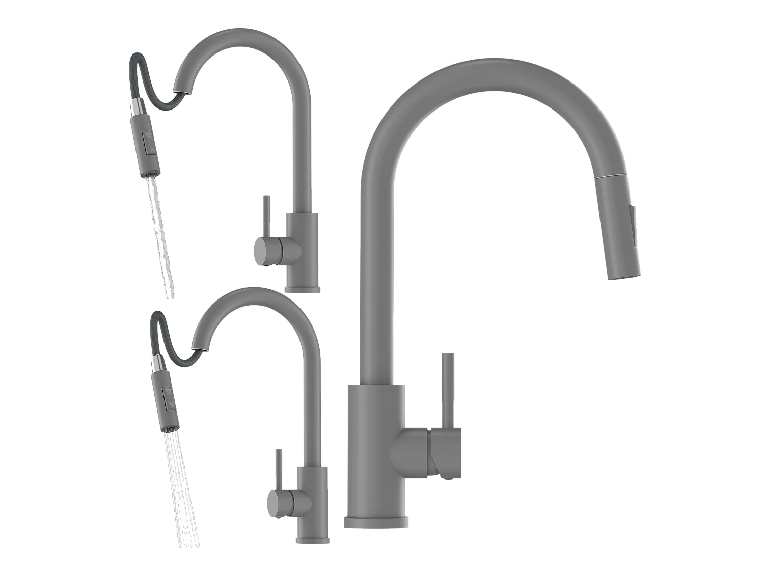 MITIGEUR DE CUISINE BEC EXTRACTIBLE GRIS ROBINET DE CUISINE LISSE LOSETO