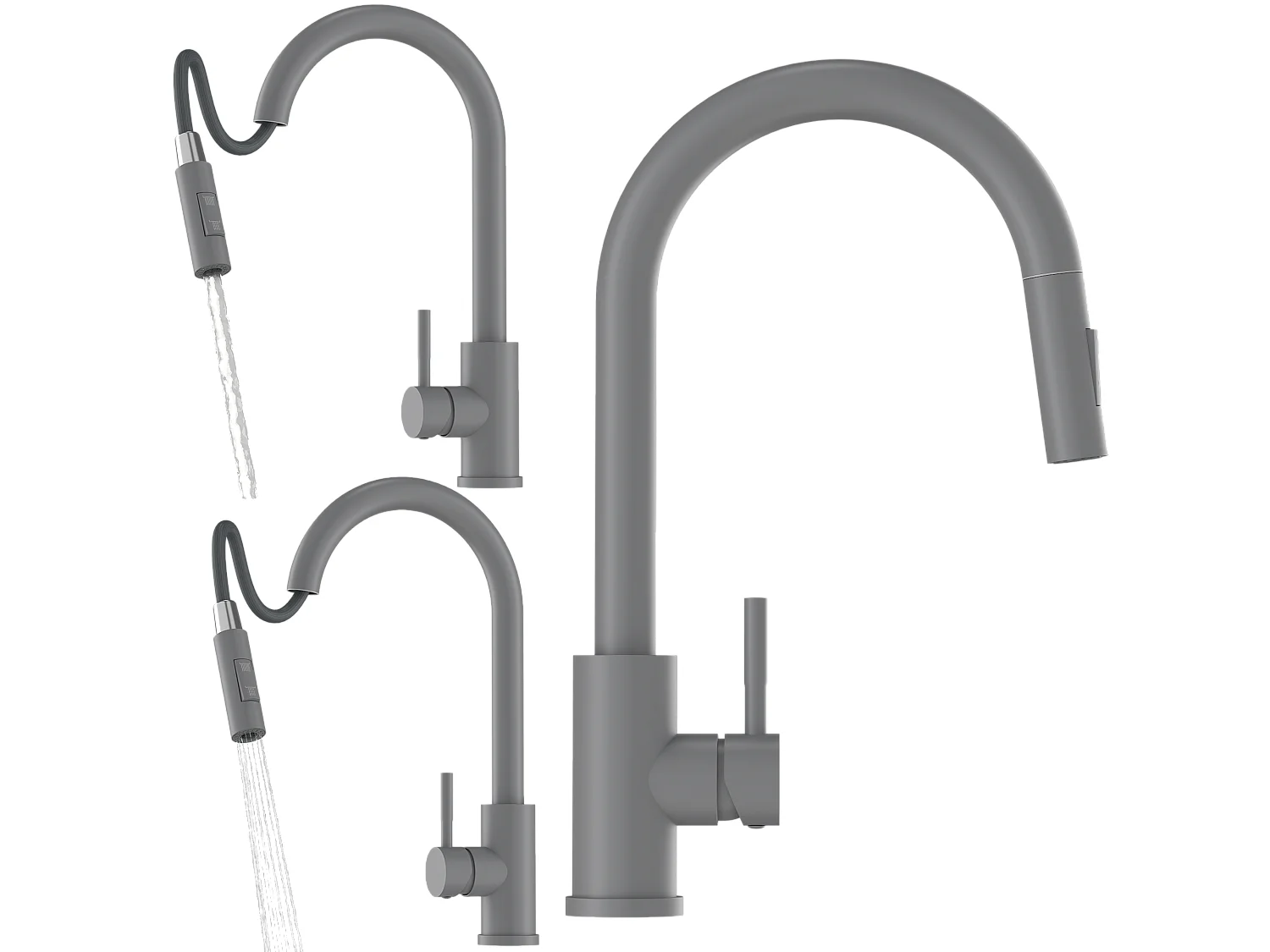 MITIGEUR DE CUISINE BEC EXTRACTIBLE GRIS ROBINET DE CUISINE LISSE LOSETO