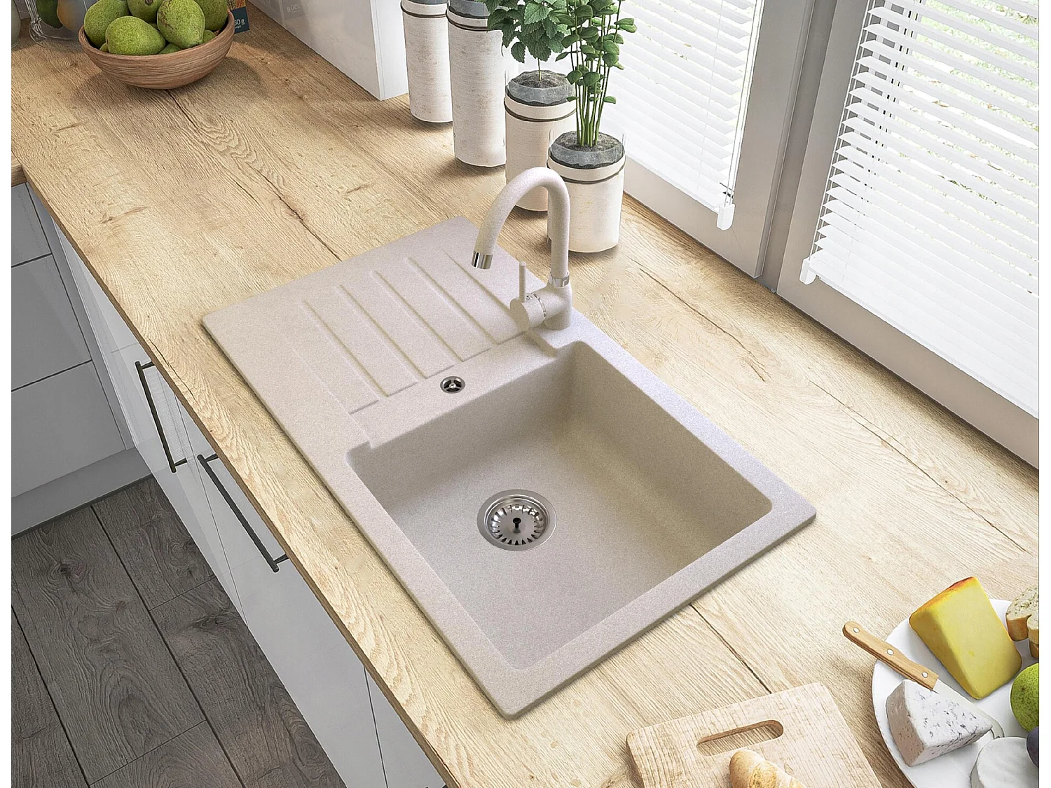 BETA BEIGE ÉVIER MITIGEUR DE CUISINE