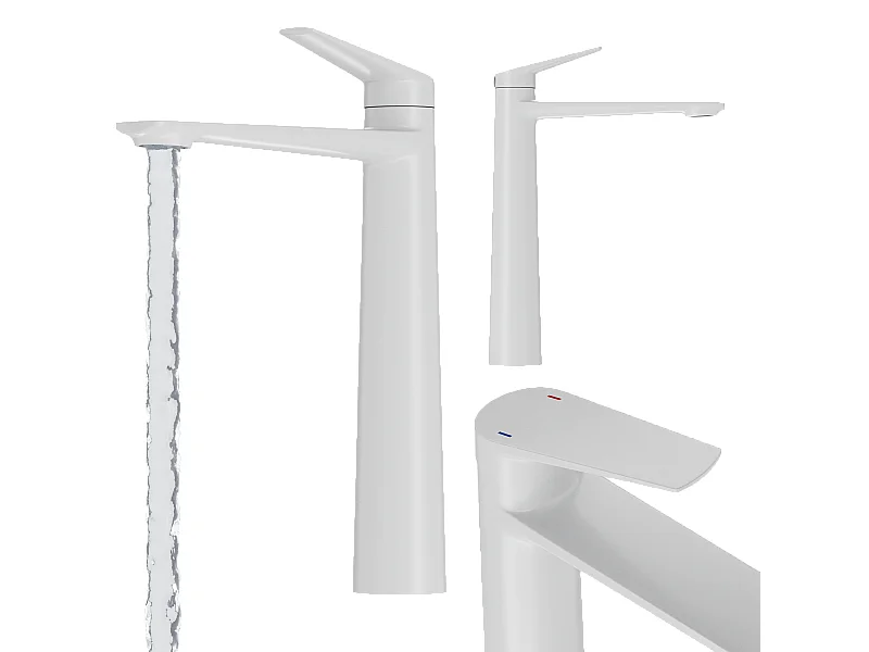 MITIGEUR LAVABO BLANC HAUT SALLE DE BAIN LAITON ROBINET SUR PIED NAVE