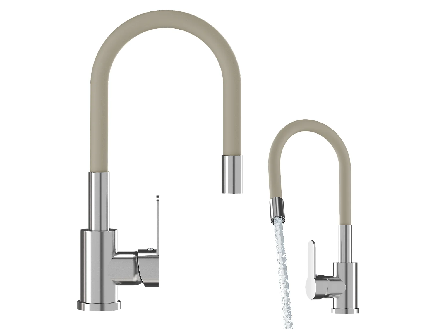 MÉLANGEUR DE CUISINE BEIGE AVEC BEC FLEXIBLE ROBINET D'ÉVIER GRADO