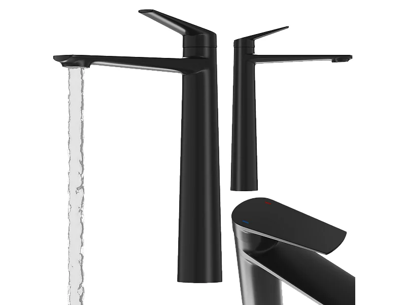 MITIGEUR LAVABO NOIR HAUTE SALLE DE BAIN LAITON ROBINET SUR PIED NAVE