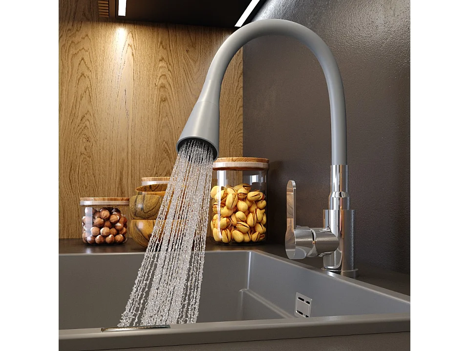 Melangeur de cuisine bec flexo gris robinet flexo bec flexible chrome 85111932