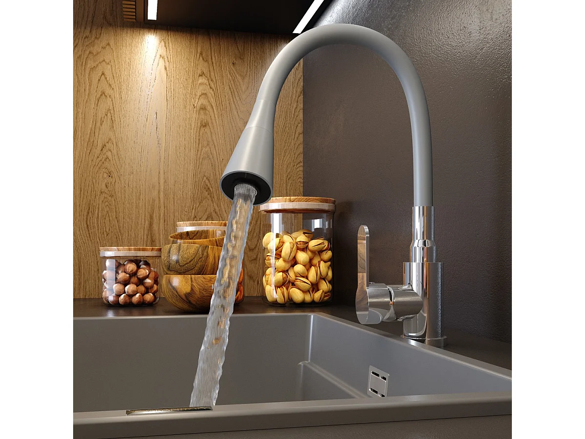 Melangeur de cuisine bec flexo gris robinet flexo bec flexible chrome 85111932