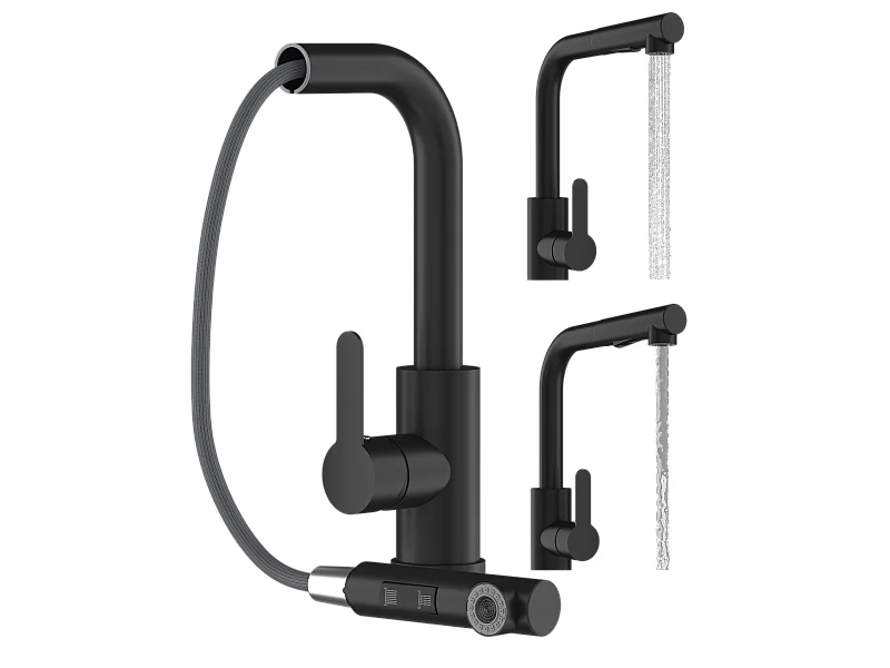 MITIGEUR DE CUISINE NOIR DOUCHETTE EXTRACTIBLE 2 BECS POUR ÉVIER EBRO