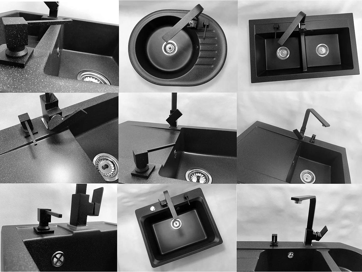 ÉVIER DE CUISINE EN GRANIT/MÉLANGEUR LAVE-VAISSELLE + DISTRIBUTEUR