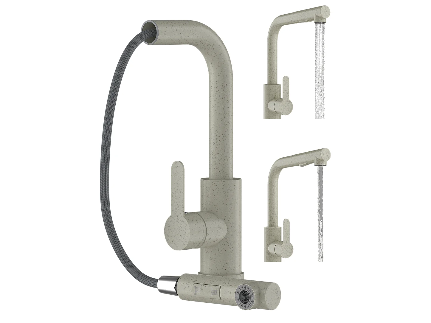 MÉLANGEUR DE CUISINE BEIGE DOUCHETTE EXTRACTIBLE 2 DOUCHETTES POUR ÉVIER EBRO