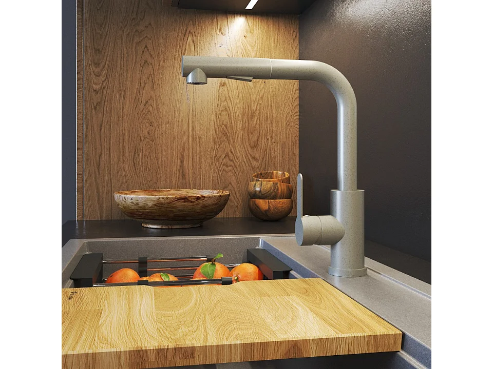 MÉLANGEUR DE CUISINE BEIGE DOUCHETTE EXTRACTIBLE 2 DOUCHETTES POUR ÉVIER EBRO