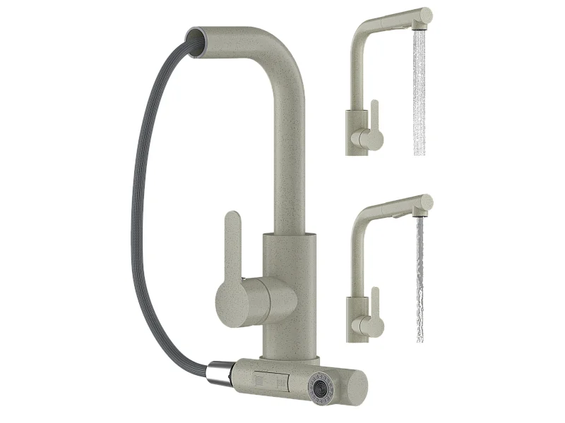 MÉLANGEUR DE CUISINE BEIGE DOUCHETTE EXTRACTIBLE 2 DOUCHETTES POUR ÉVIER EBRO