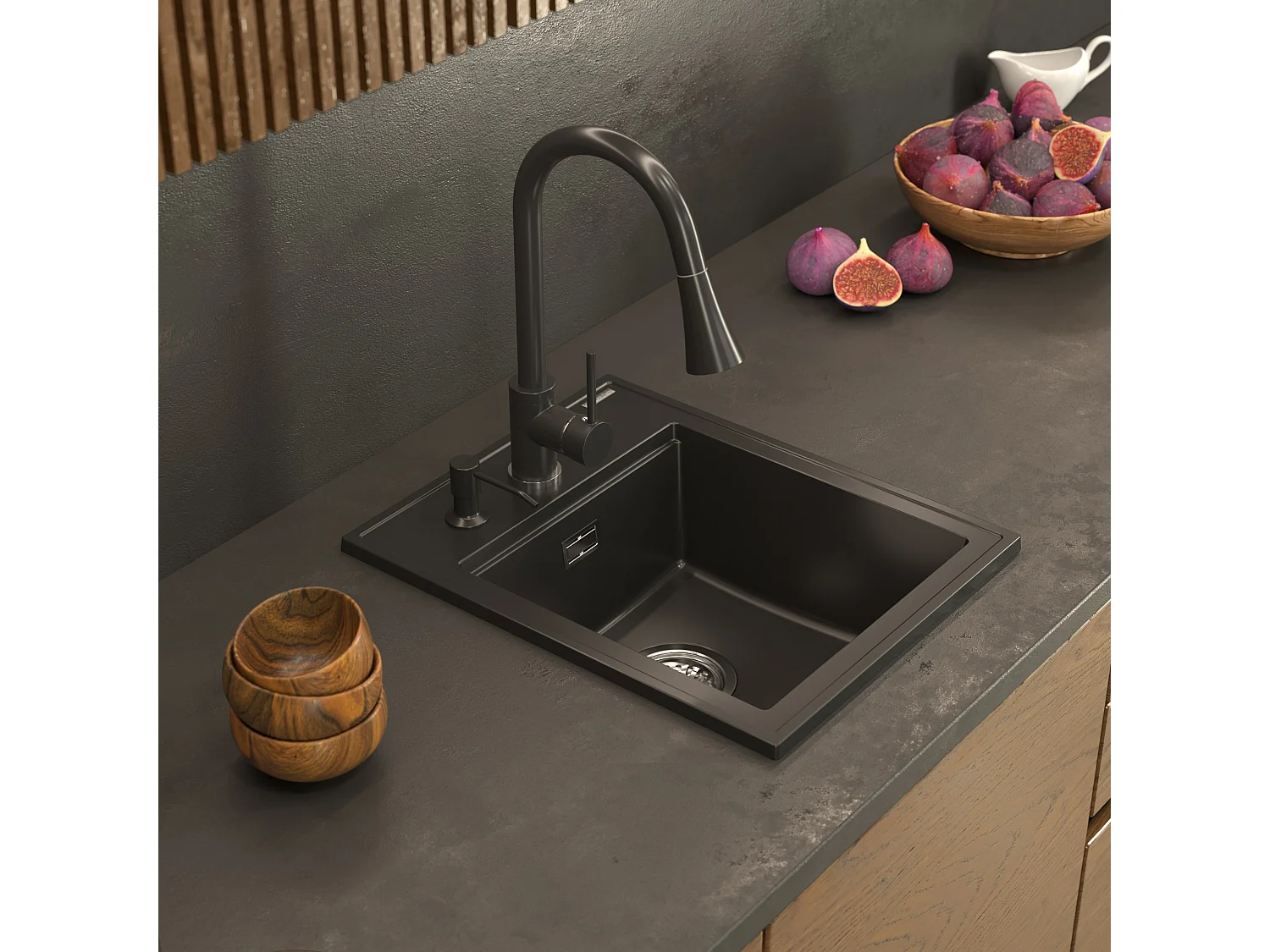 ROBINET DISTRIBUTEUR DE TAPIS NOIR SET DE CUISINE