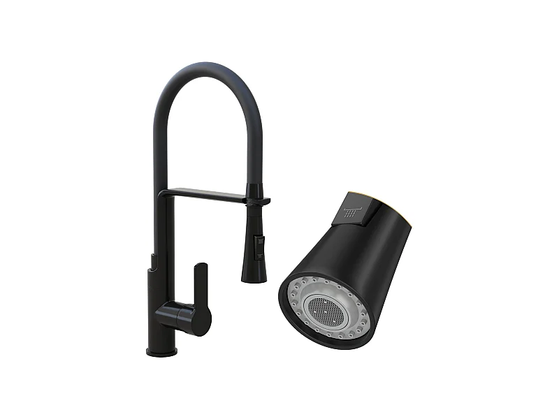 MÉLANGEUR DE CUISINE AVEC DOUCHETTE EXTRACTIBLE NOIR VEGAS DOUBLE ROBINET