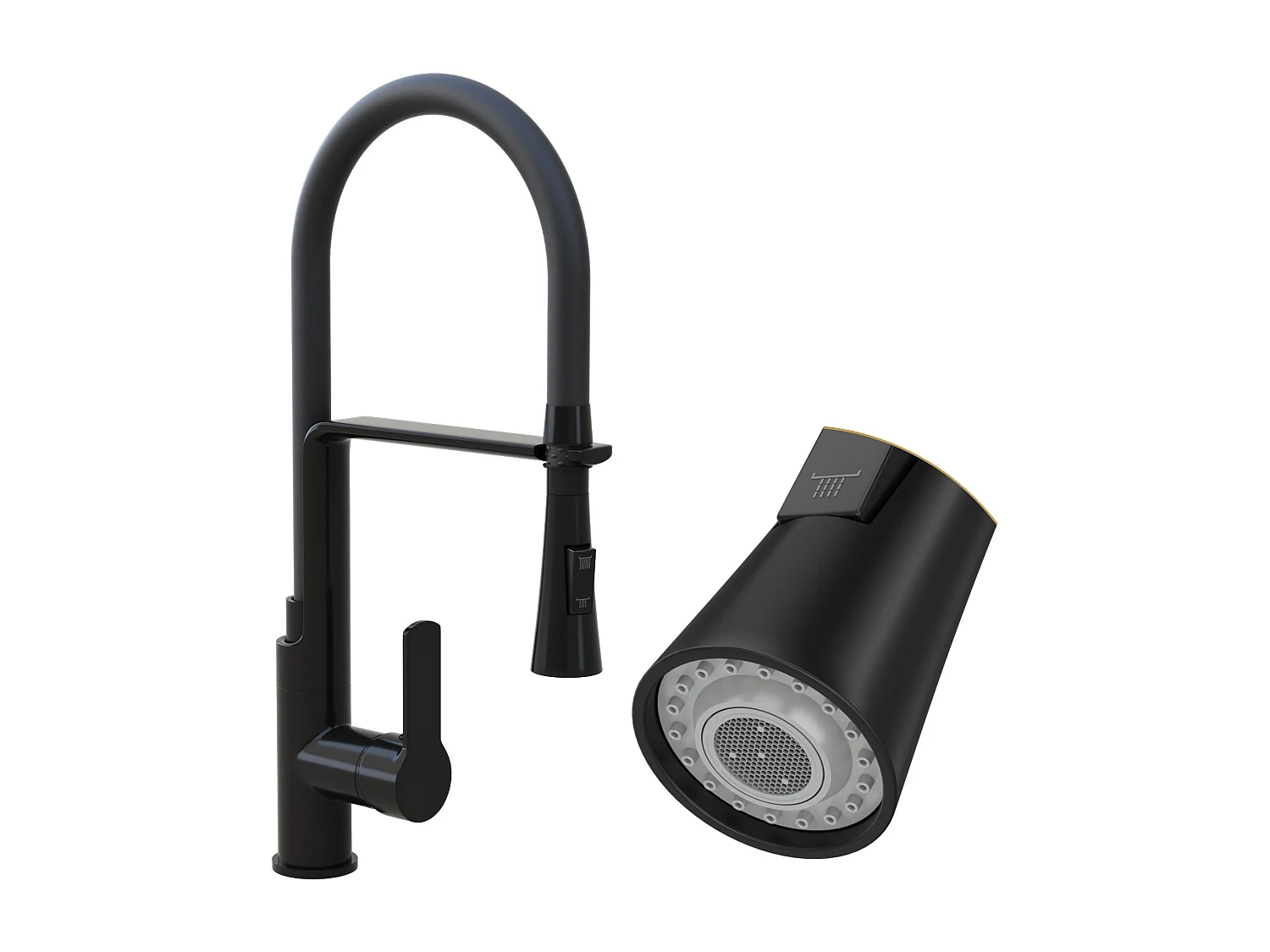 MÉLANGEUR DE CUISINE AVEC DOUCHETTE EXTRACTIBLE NOIR VEGAS DOUBLE ROBINET