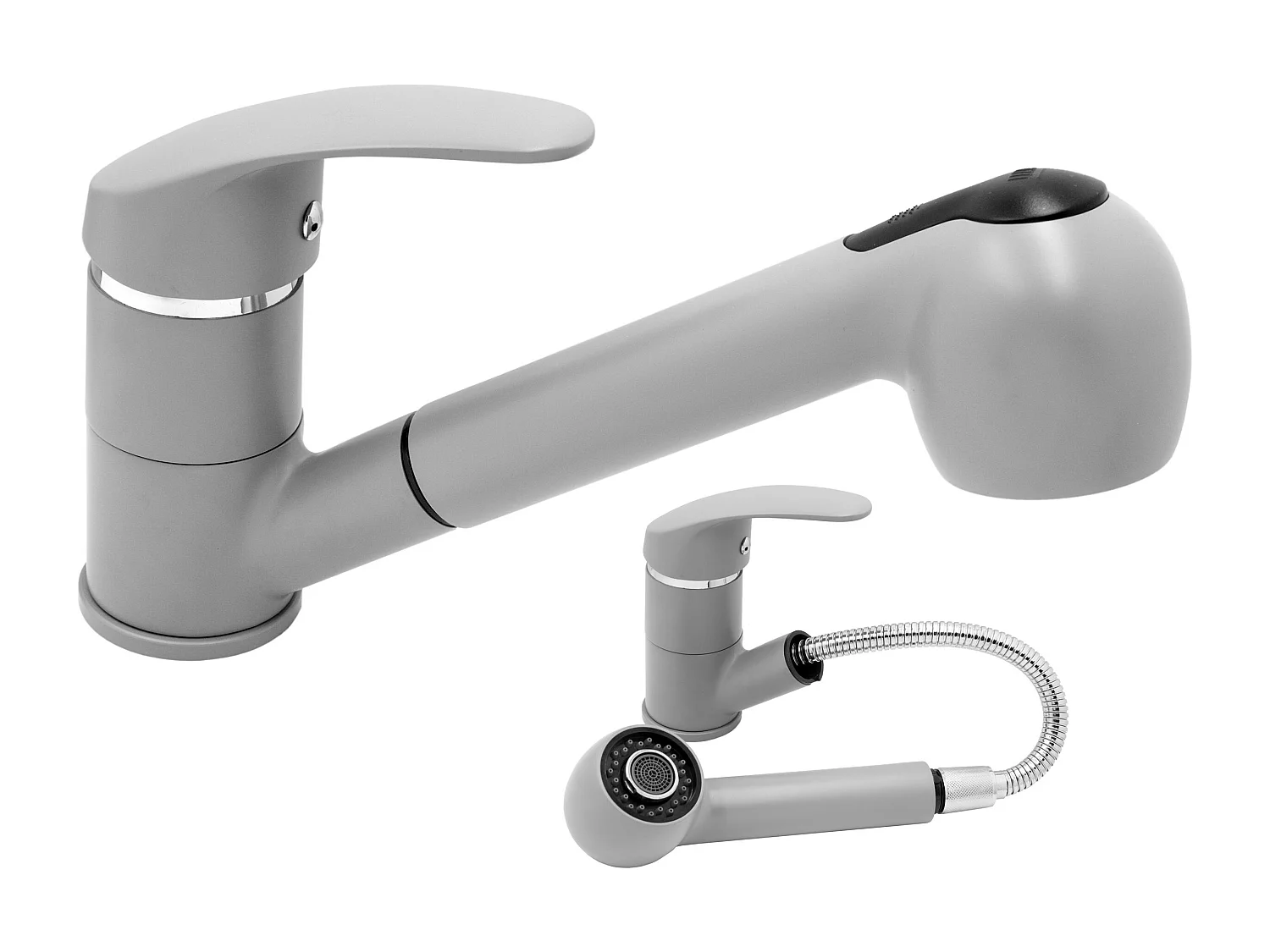 MÉLANGEUR DE CUISINE GRIS À MAIN AVEC DOUCHETTE EXTRACTIBLE